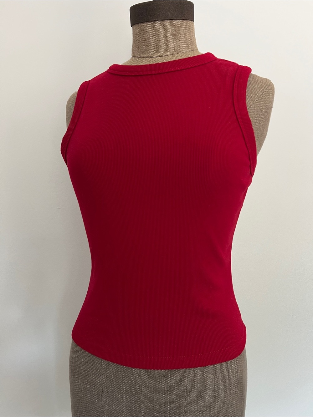 Chic Red Button-Back Tank Top